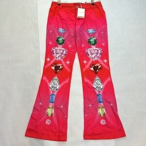 Dolls kill HUDIEGONGZHU Hot Pink DIAMOND PRINT Y2K Mariah PANTS women’s large